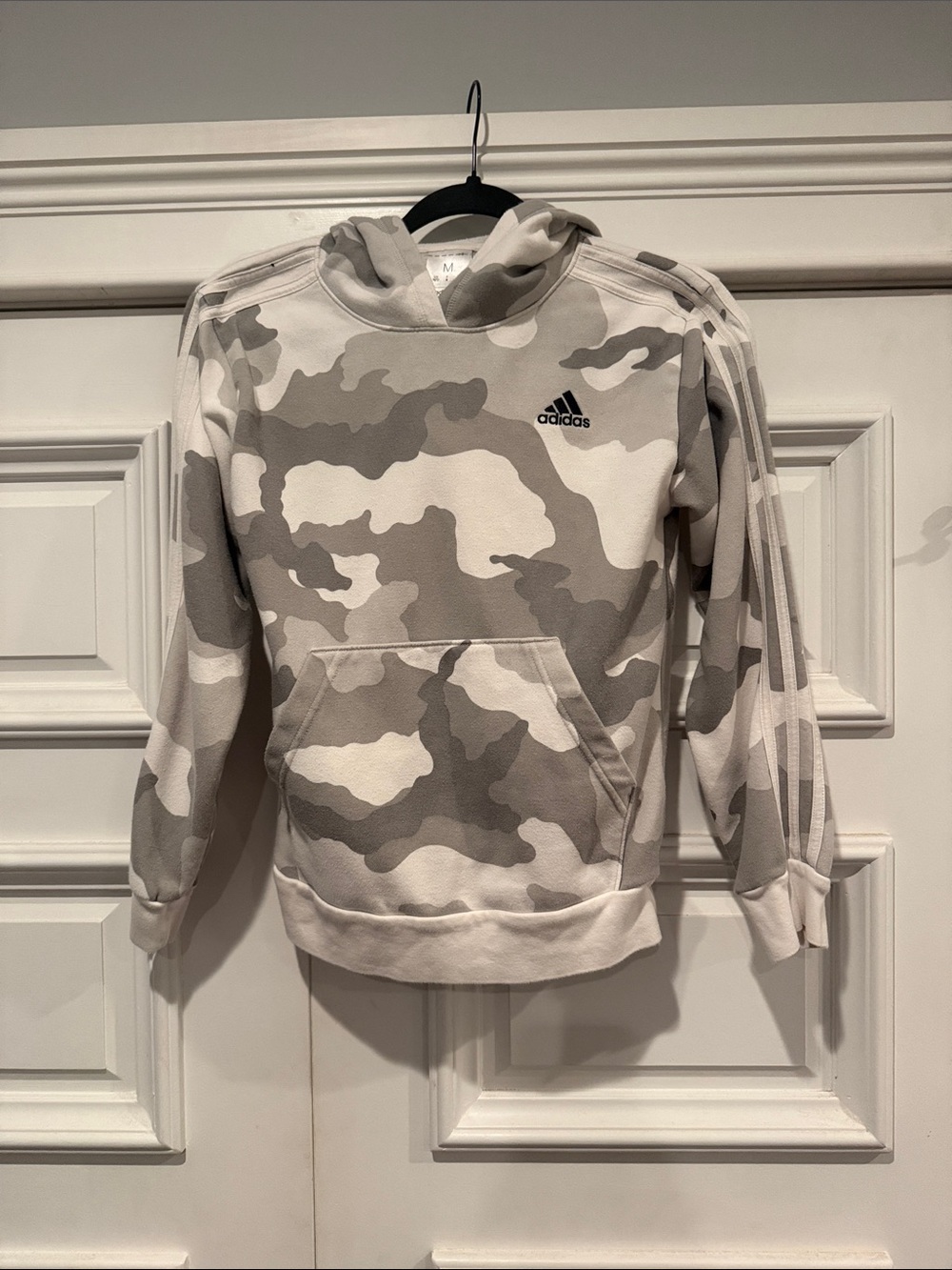 adidas Boys Hoodie Camo Sweatshirt - White & Gray